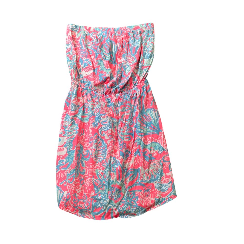 Lilly Pulitzer Medium. Summer Siren Windsor Dress Pink Blue Tropical 100% Cotton